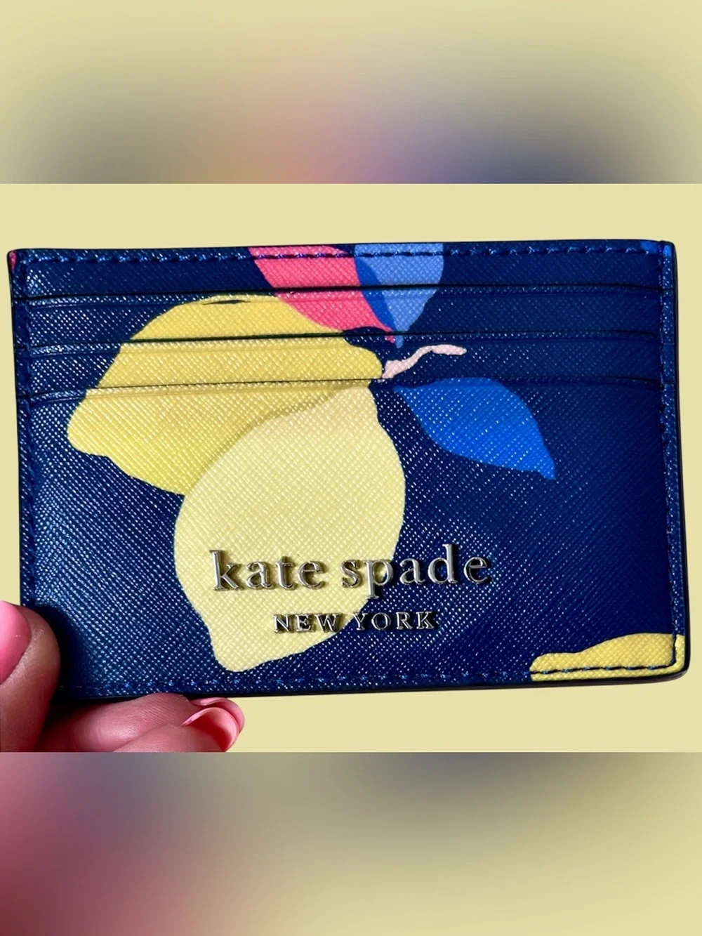 kate spade New Lemon Zest Cardholder Navy/Vibrant Lemons/Double Sided/Top Pouch